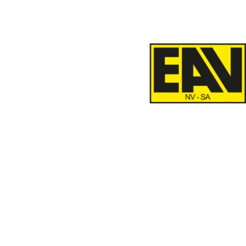 In de rechterbovenhoek staat een geel-zwart EAV NV-SA-logo boven een vaag zeshoekig symbool met daarin de letters ‘Ex’, wat staat voor explosiebeveiliging of naleving van veiligheidsvoorschriften.